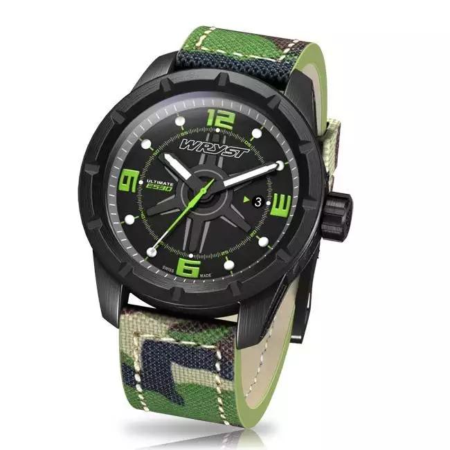　　　　　　Camo watch Wryst ES30 with green army leather camouflage bracelet